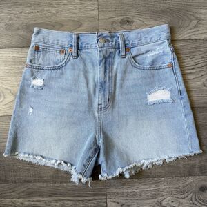 Madewell Women’s High-Rise Distressed Cutoff Denim Shorts Light Wash - Size 29